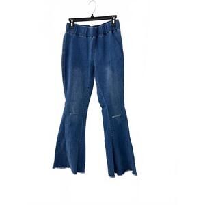 Navy Denim Cotton Stretchy Bell Bottom Flare Jean Pants- Size Medium